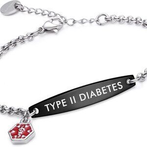 Simple Rolo chain Medical alert id bracelet for Women